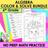 6th Grade Math Algebra Color and Solve Bundle