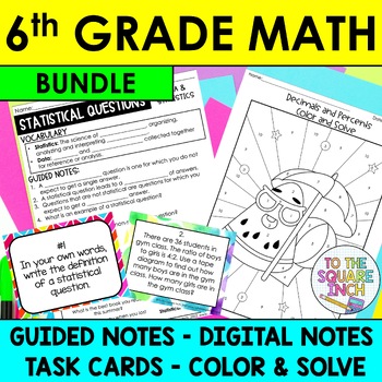 Preview of 6th Grade Math Notes and Activity Bundle