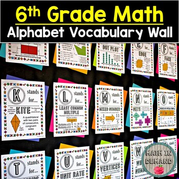 Preview of 6th Grade Math Alphabet Vocabulary Word Wall (Great for Bulletin Boards)