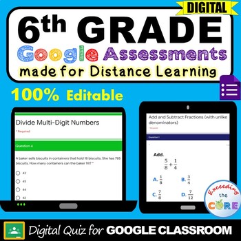 Preview of 6th Grade Math Assessment Digital Bundle | GOOGLE CLASSROOM