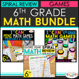 6th Grade Math BUNDLE | Math Spiral Review, Math Games & Progress Monitoring