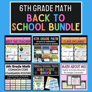 Preview of 6th Grade Math Back to School Resource Bundle - Start of the School Year!