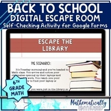 6th Grade Math Back to School Digital Escape Room 5th Grad