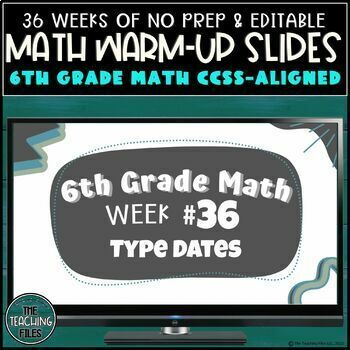 Preview of 6th Grade Math Bell Ringers Warm Up Slides Full Year Editable Bundle