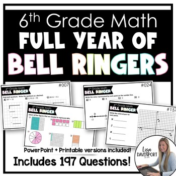 Preview of 6th Grade Math Bell Ringers for the Entire Year