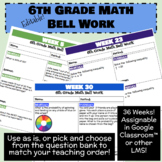 6th Grade Math Bell Work