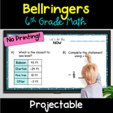 6th Grade Math Bellringers:  Customizable, Warmups No Prep