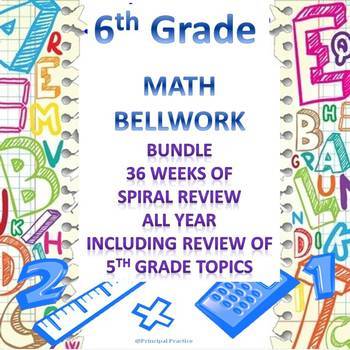 Preview of 6th Grade Math Bellwork 36 Week Bundle