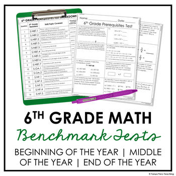 Preview of 6th Grade Math Benchmark Tests Math Diagnostic Assessments & Screeners