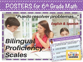 Preview of 6th Grade Math Bilingual Proficiency Scale Posters Differentiation