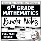6th Grade Math Binder Notes Full Year Bundle