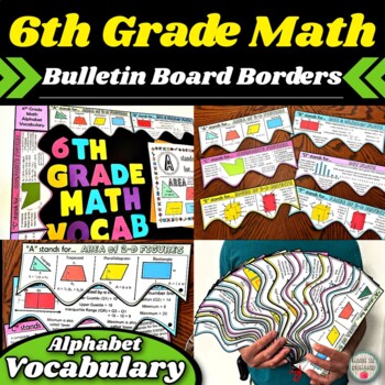 Preview of 6th Grade Math Bulletin Board Borders Alphabet Vocabulary Classroom Decorations