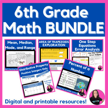 Preview of 6th Grade Math Bundle of Digital and Printable Activities