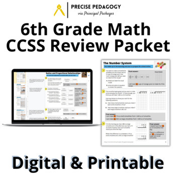 Preview of 6th Grade Math CCSS Review Packet with Authentic Tasks