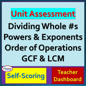 Preview of 6th Grade Math CCSS Test Prep Review Assessment Order of Operations, Exponents 