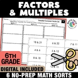 6th Grade Math Centers: GCF and LCM Interactive Notebook M