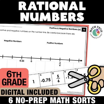 Preview of 6th Grade Math Centers: Rational Numbers Interactive Notebook Math Sorts 6.NS.6