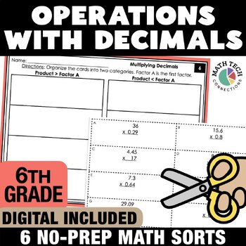 Preview of 6th Grade Math Centers: Operations with Decimals Math Sorts 6.NS.2 and 6.NS.3