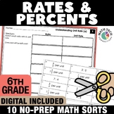 6th Grade Math Centers: Rates & Percents Activity Bundle I