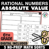 6th Grade Math Centers: Rational Numbers & Absolute Value 