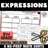 6th Grade Math Centers: Expressions Review Activities Inte