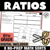 6th Grade Math Centers: Ratios Activity Bundle Interactive