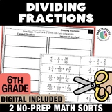 6th Grade Math Centers: Review Dividing Fractions Interact