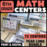 6th Grade Math Centers Task Cards Bundle, Games Stations, Math Review Activities