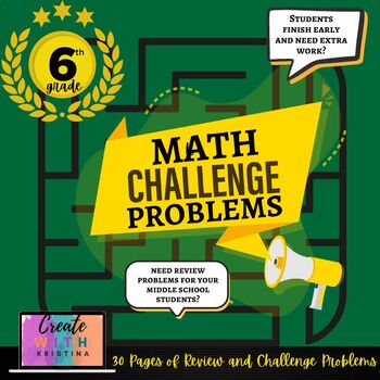 Preview of 6th Grade Math Review Packet | Independent Work | Challenge Problems