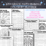 6th Grade Math Color By Number GROWING BUNDLE,Independent 