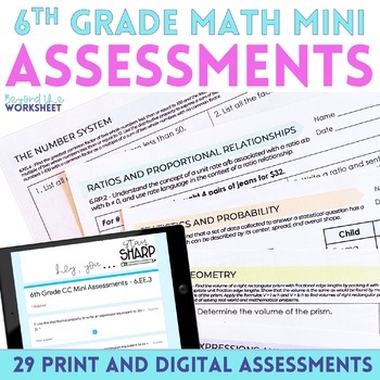 Preview of 6th Grade Math Mini Assessments | Test Prep | Skills Review