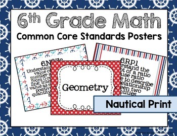 Preview of 6th Grade Math Common Core Posters- Nautical