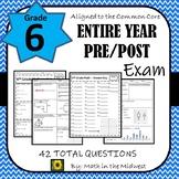 6th Grade Math Common Core Pre/Post Test/Assessment Entire Year