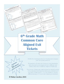 Preview of 6th Grade Math Common Core Standards Exit Tickets for EE, G, and SP