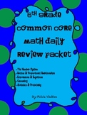 6th Grade Math Common Core Weekly Daily Warm Ups