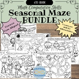 6th Grade Math Computation: Seasonal Maze BUNDLE