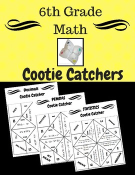 Preview of 6th Grade Math Cootie Catchers