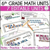 6th Grade Math Curriculum Units Editable