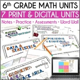 6th Grade Math Curriculum Units, Editable | Print & Digita