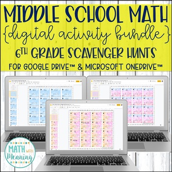 Preview of 6th Grade Math DIGITAL Scavenger Hunt Activity Bundle for Google and OneDrive