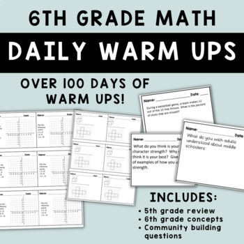 Preview of 6th Grade Math Daily Warm Ups | Grade 6 Math Warm Ups Do Now