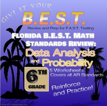 Preview of 6th Grade Math: Data Analysis Practice by Domain - 5 Worksheets