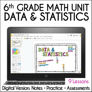 Preview of 6th Grade Math Data and Statistics Curriculum Unit Digital Resource