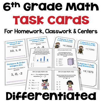 Preview of 6th Grade Math Task Card Bundle - Differentiated