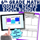 6th Grade Math Review Digital Escape Rooms Self-Checking N