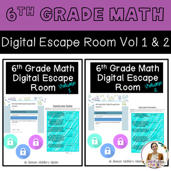 Preview of 6th Grade Math Digital Escape Room Bundle (Volumes 1 and 2)