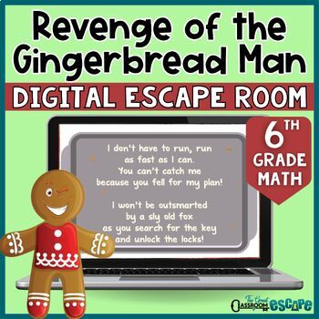 Preview of 6th Grade Winter Math Activity Gingerbread Escape Room for Christmas Time Fun
