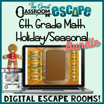 Preview of 6th Grade Math Activities Digital Escape Room Games Holiday & Seasonal Bundles