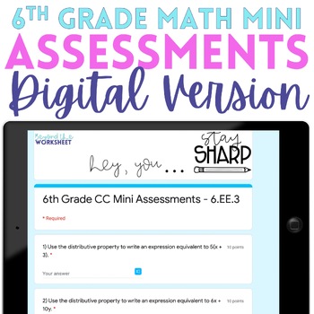 Preview of 6th Grade Math Digital Mini Assessments | Test Prep | Skills Review