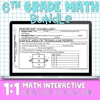 Preview of 6th Grade Math Digital Notes Curriculum | Digital Resources for 6th Grade Math